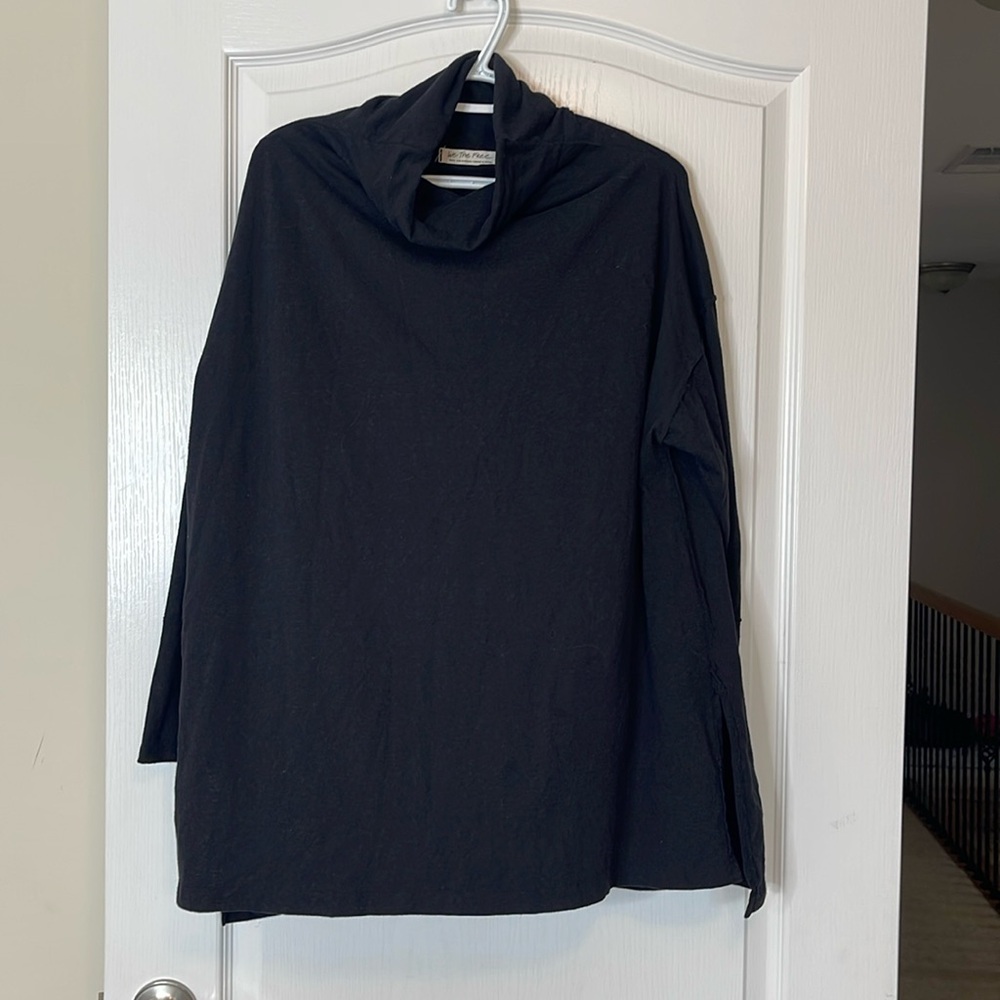 Free People Oversized Funnel Neck Long Sleeve Tee Shirt Small